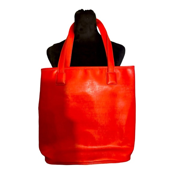 Joy Mangano red faux leather tote bag. Like new - Picture 2 of 6